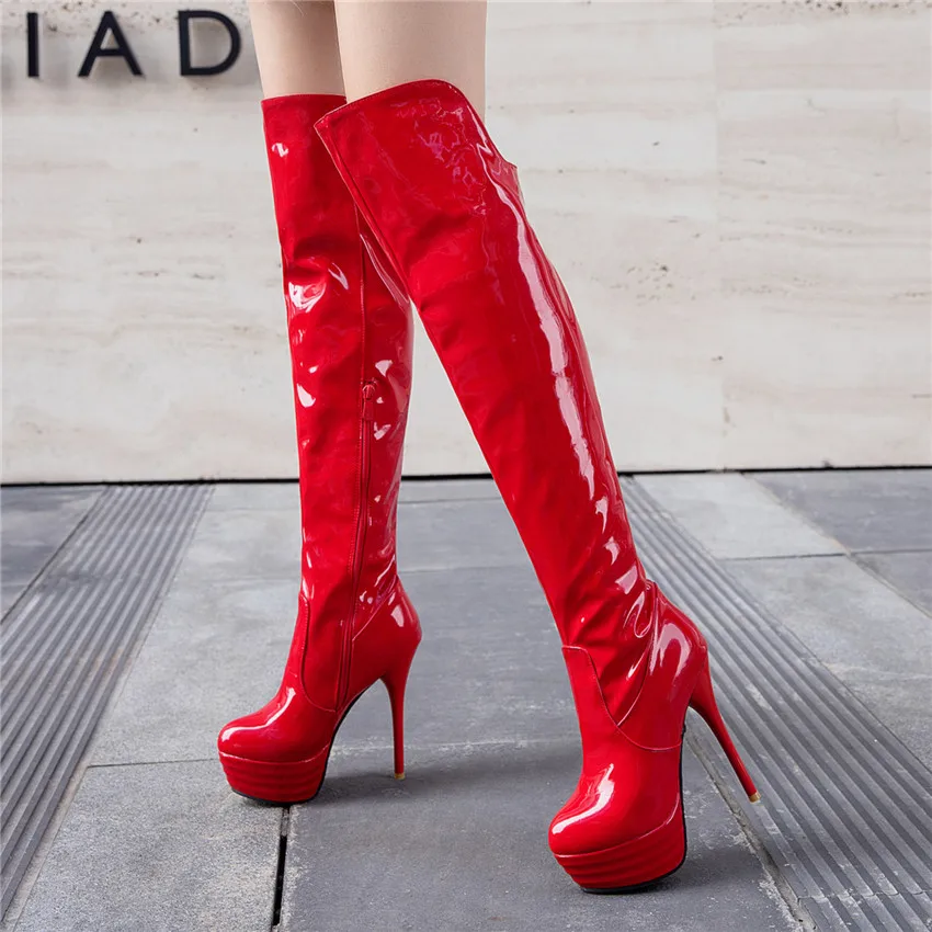 Осенние женские ботфорты на высоких каблуках и платформе Женские сапоги высоком