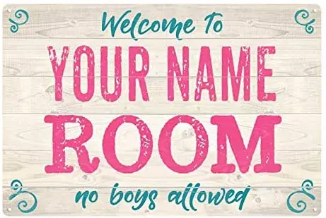 

Diuangfoong Personalized Girls Room Sign Bedroom Kids Childs Metal Sign Metal 10812008900112"×8"
