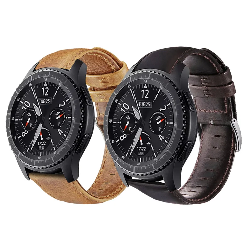 Ремешок из натуральной кожи для samsung Galaxy Watch, мягкий сменный Браслет-браслет с застежкой из нержавеющей стали для gear s3