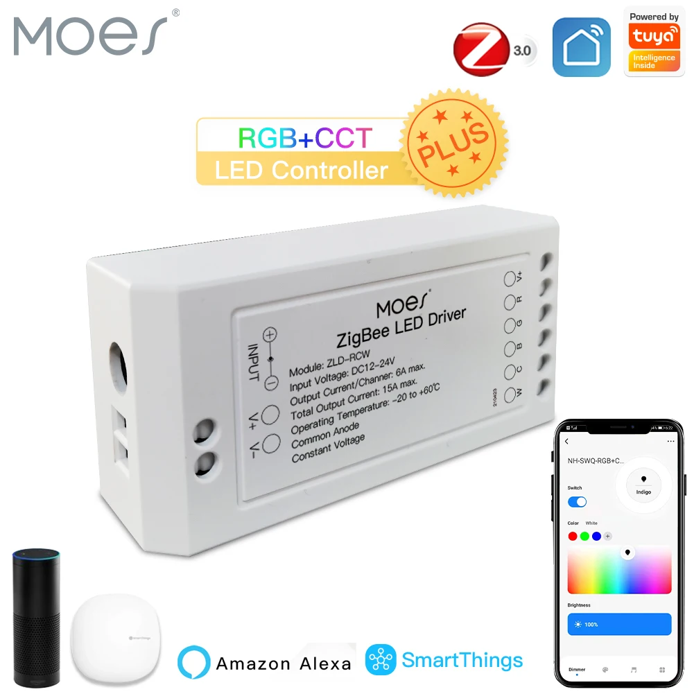 

Moes ZigBee Smart Dimmer Module Swtich RGB CCT for LED Strip Smart Life Tuya App Control with Alexa Echo Goolge Home