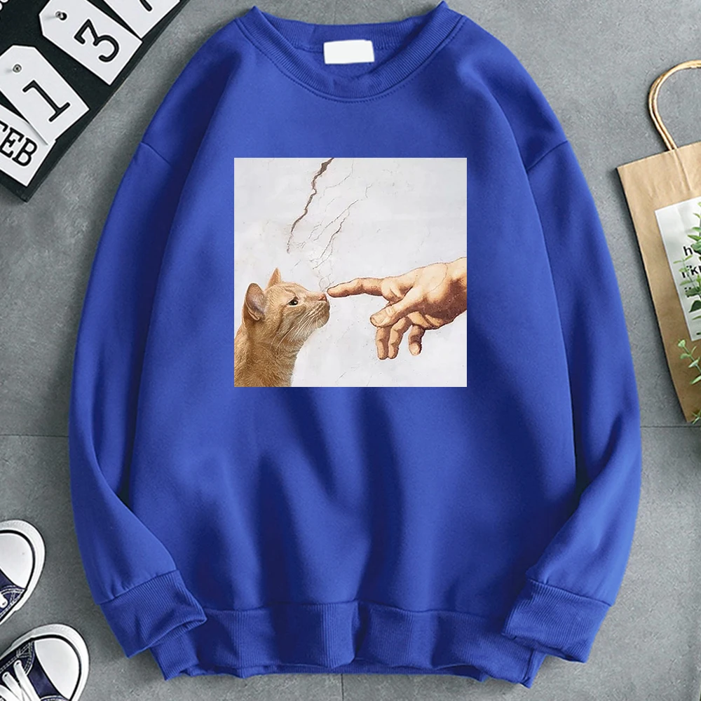 

Cat With Hand Print Sweatshirts Man Hoodies High Quality Autumn New Fleece Pullover Anime Hip Hop Punk Style Men Casual Clothing