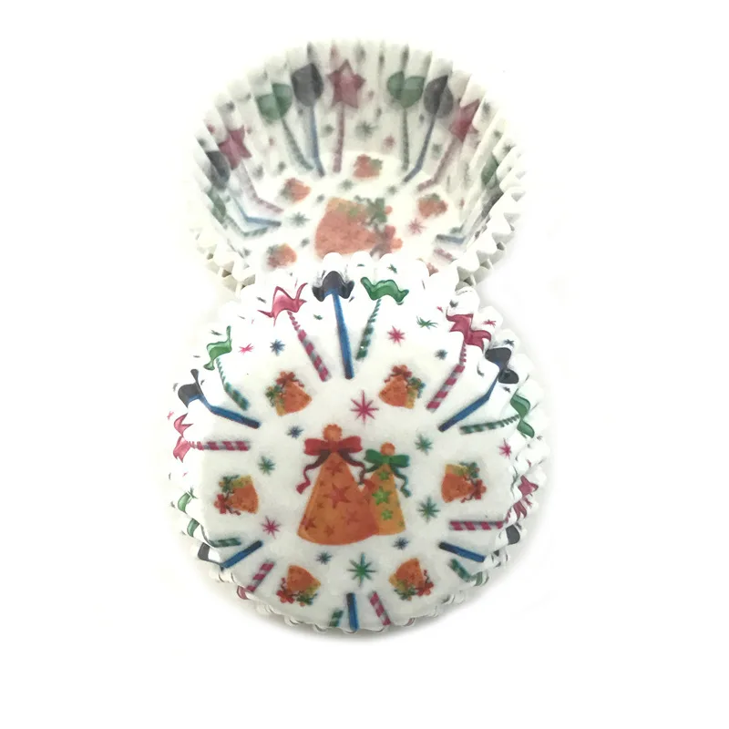 100 штук Рождественская серия печатные бумажные стаканчики для торта форма