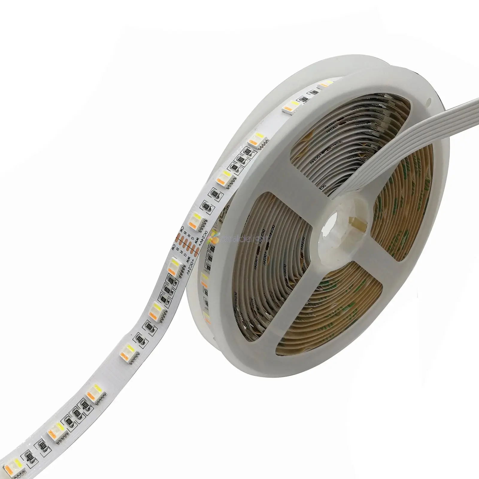 Цветная(RGB+ CCT 5 в 1 Светодиодные ленты 5050 60 светодиодный/метр 12v 24v CW+ RGB+ WW фишек гибкие светодиодные ленты 5 м/лот