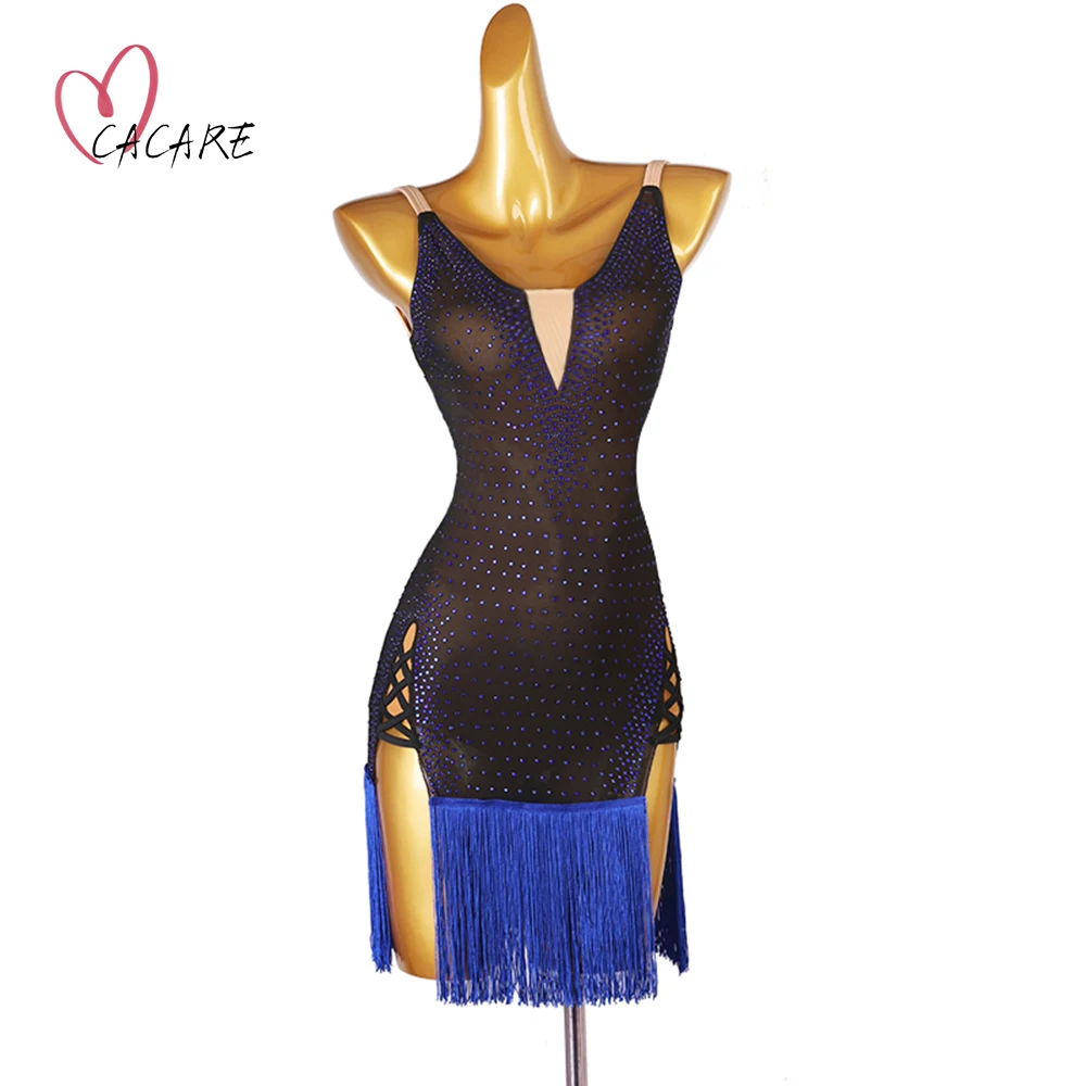 Женское платье для латиноамериканских танцев откровенное с бахромой и открытой