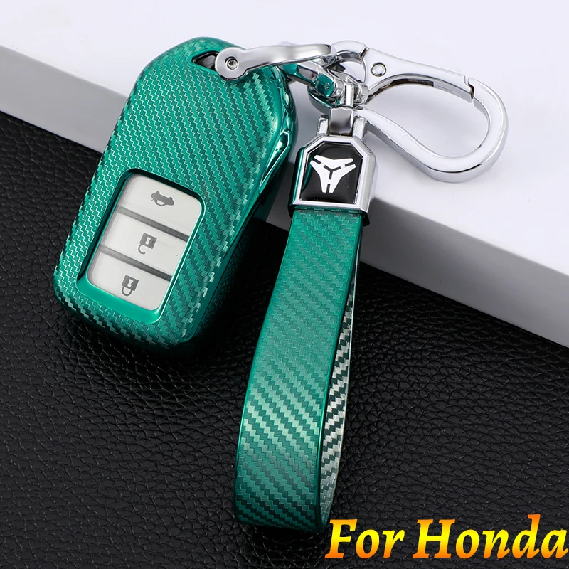 

Carbon Fiber Car Key Case Keychain Remote Key Holder For Honda Civic City Vezel Accord Jazz HRV CRV Fit Freed Spirior Odyssey