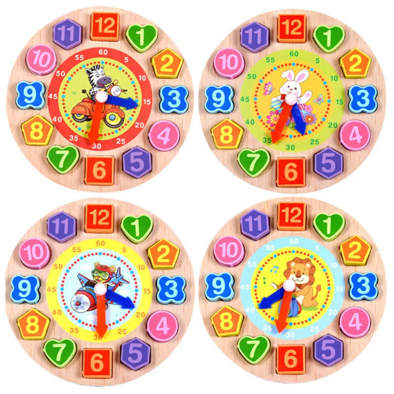 

4 Pieces of Puzzle 1 Piece / Set of Children's Jigsaw Puzzle Geometry Cartoon Educational Toy Digital Wood Bells LCM08 Direct