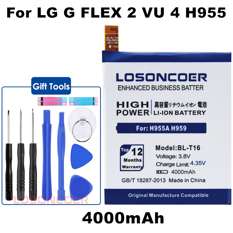 Losoncoer 4000 мА/ч, BL-T16 Замена Батарея для мобильного телефона LG G Flex 2 Vu 4 Vu4 H950 H955 H959 US995 LS996 H955A