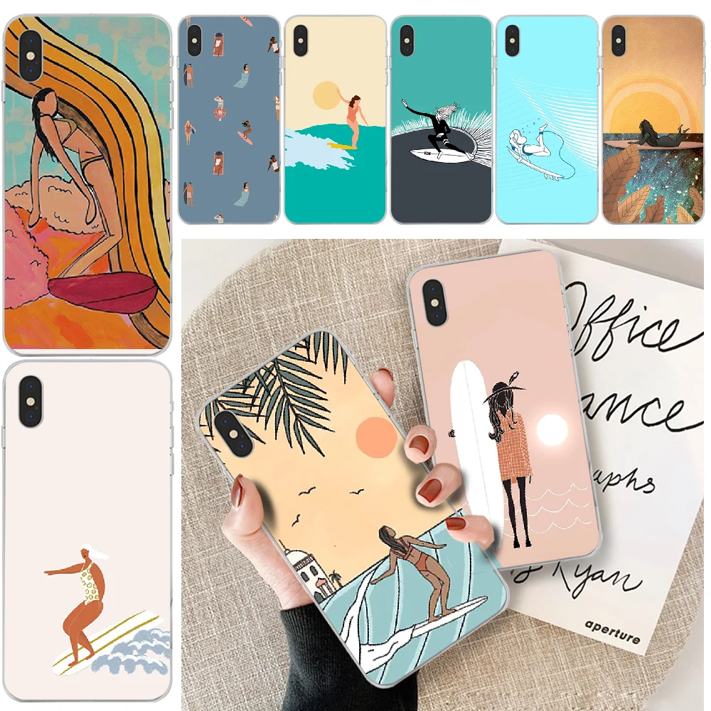 Чехол для телефона surf art Girl чехол iphone 6 6s plus 7 8 X XS XR MAX 11 pro Pro Max | Мобильные телефоны и