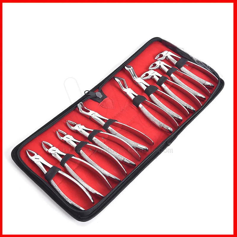 High Quality 10pcs/set dental extraction forceps Kit adult tooth