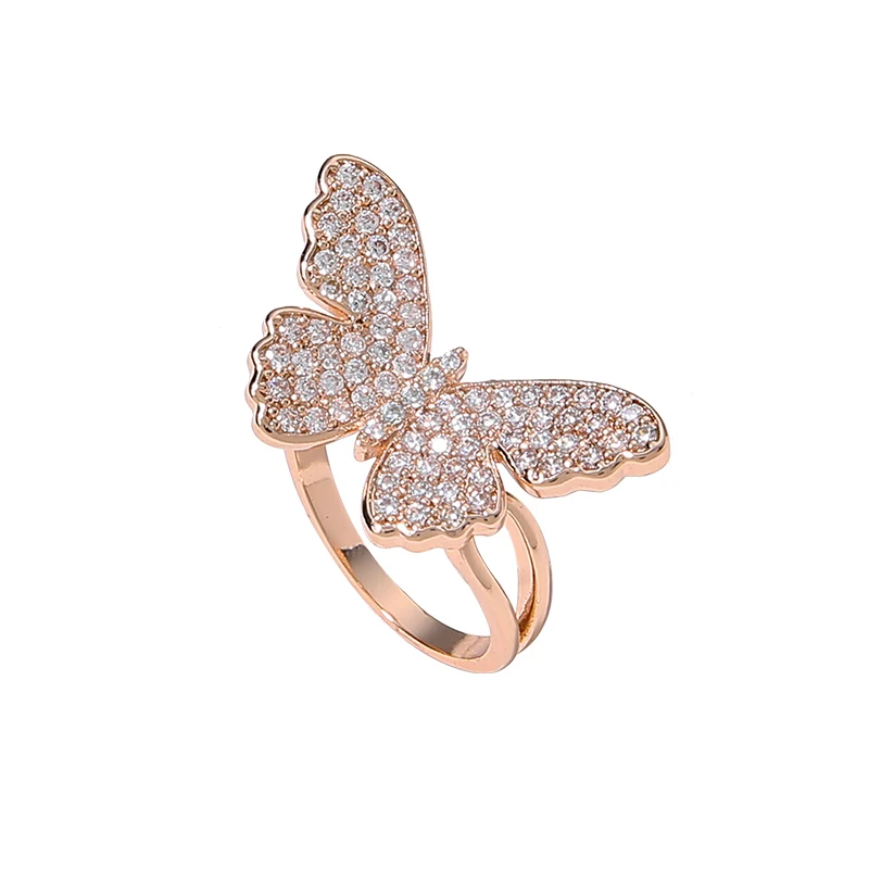 

Fairy Elegant Full Diamond Butterfly Ring Female Fashion Personality Diamond Stud Full Diamond Opening Adjustable Ring