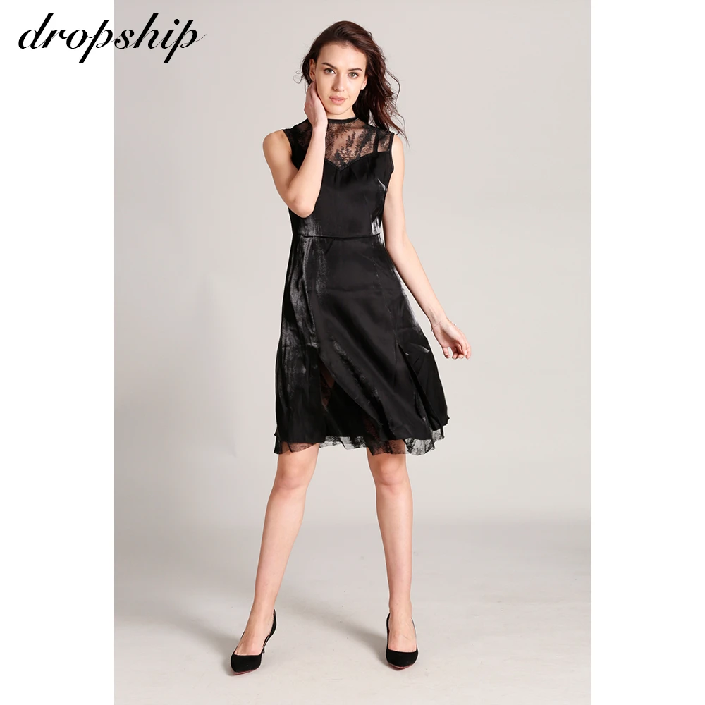 

Women Vintage Sleeeveless Slim Fit Party Dress Lace Mesh High Waist Woman Dress Black Elegant Midi Dresses Ladies Vestidos