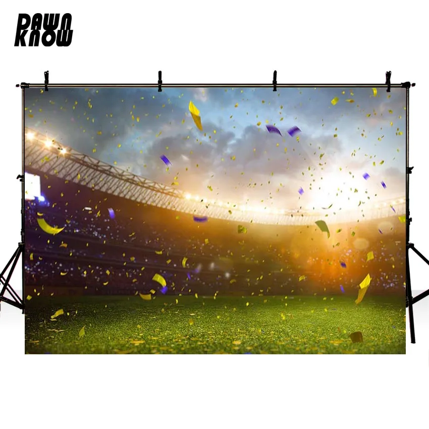 

DAWNKNOW Football Field Vinyl Photography Background For Baby Lawn New Fabric Polyester Backdrop For Wedding Photo Studio G679