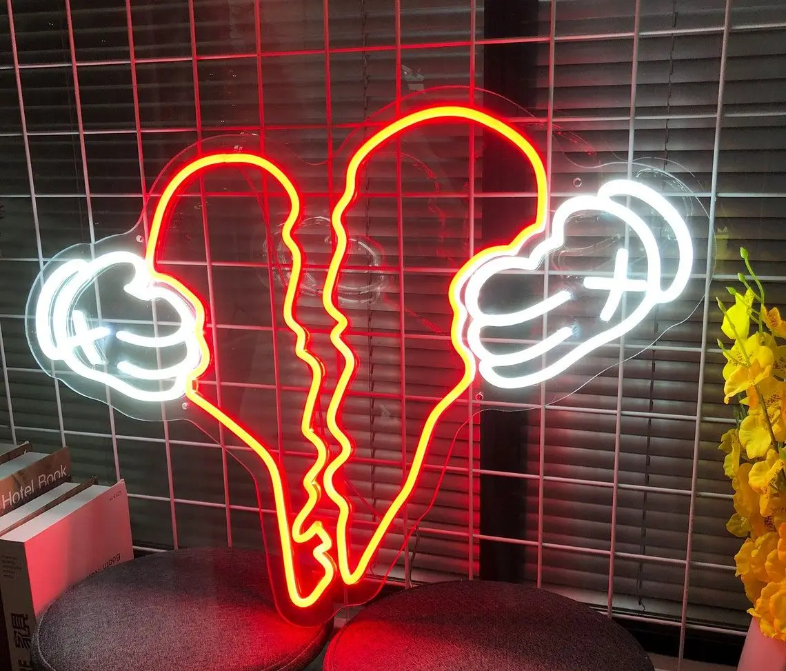 

Heartbreak Neon Sign | Kanye West Album's Cover | Custom Neon Sign, Led Neon Light Sign for Room Party Wall Decor, KAWS Element