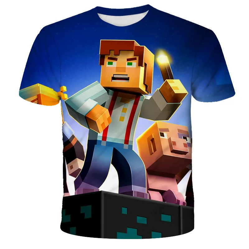 

Новая футболка Minecrαft, повседневный удобный топ для мальчиков и девочек от 4 до 14 лет, футболка для видеоигр, детская одежда с 3D принтом