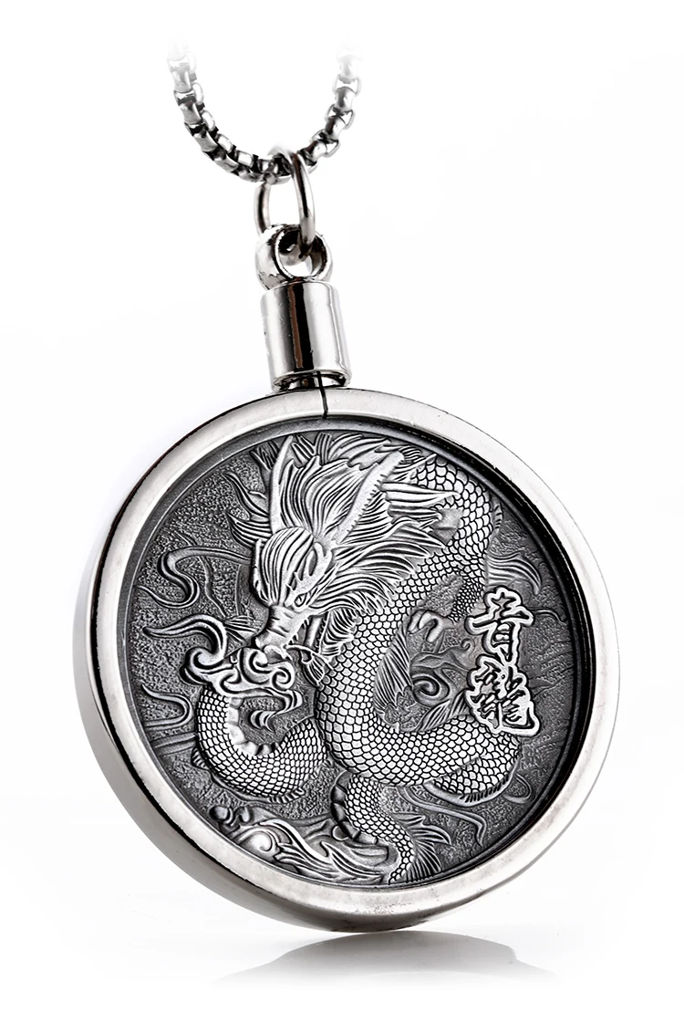 Мужское ожерелье с тиснением в виде китайского большого синего дракона | Дом и