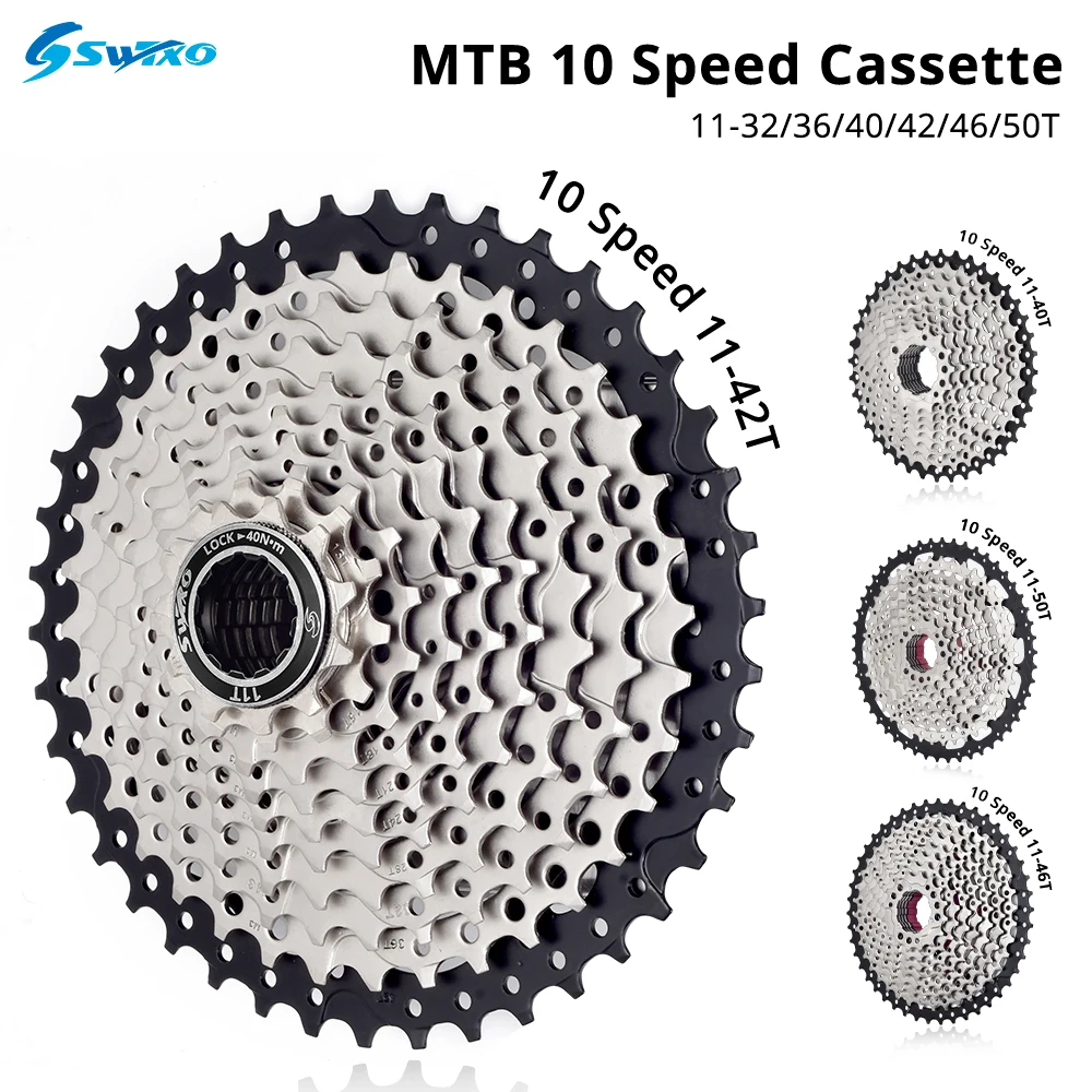 

SWTXO MTB 10 Speed Cassette High Strength 11-32T 34T 36T 40T 42T 46T 8s 8v Waterproof Mountain Bike Freewheel for Shimano Sram