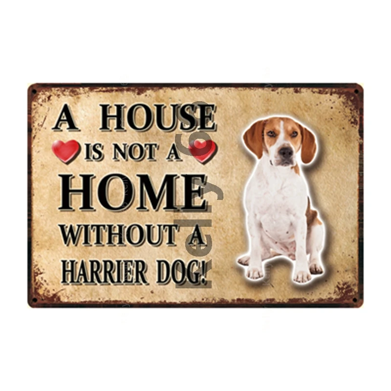 

[ Kelly66 ] Pets Warning Dogs Rules Better With A Harrier Hound Metal Sign Home Decor Bar Wall Art Painting 20*30 CM Size DG-43