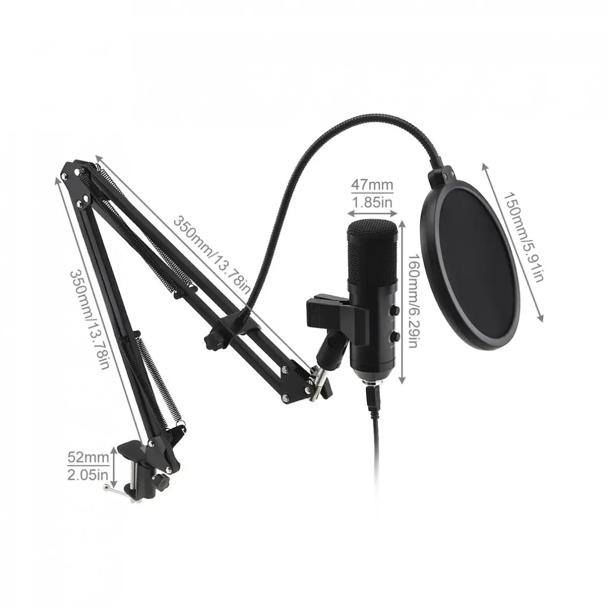 BM-900 USB Metal Recording Microphone with Sound Card Function Stand Condenser Studio Live Broadcasting | Электроника
