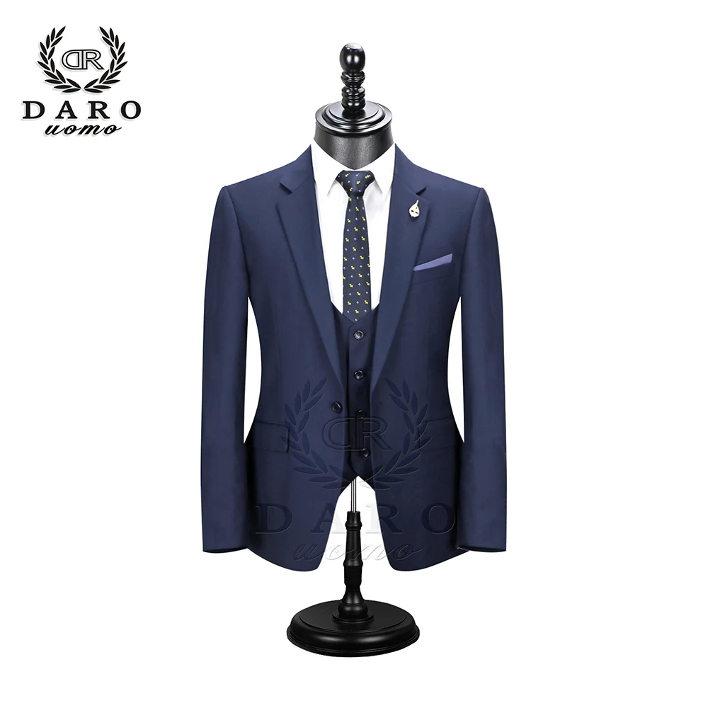 Даро мужские костюмы Slim Fit пиджак брюки жилет для работы в деловом стиле и для свадьбы комплект из 3 предметов DR6158 - Цвет: DRV6158-2