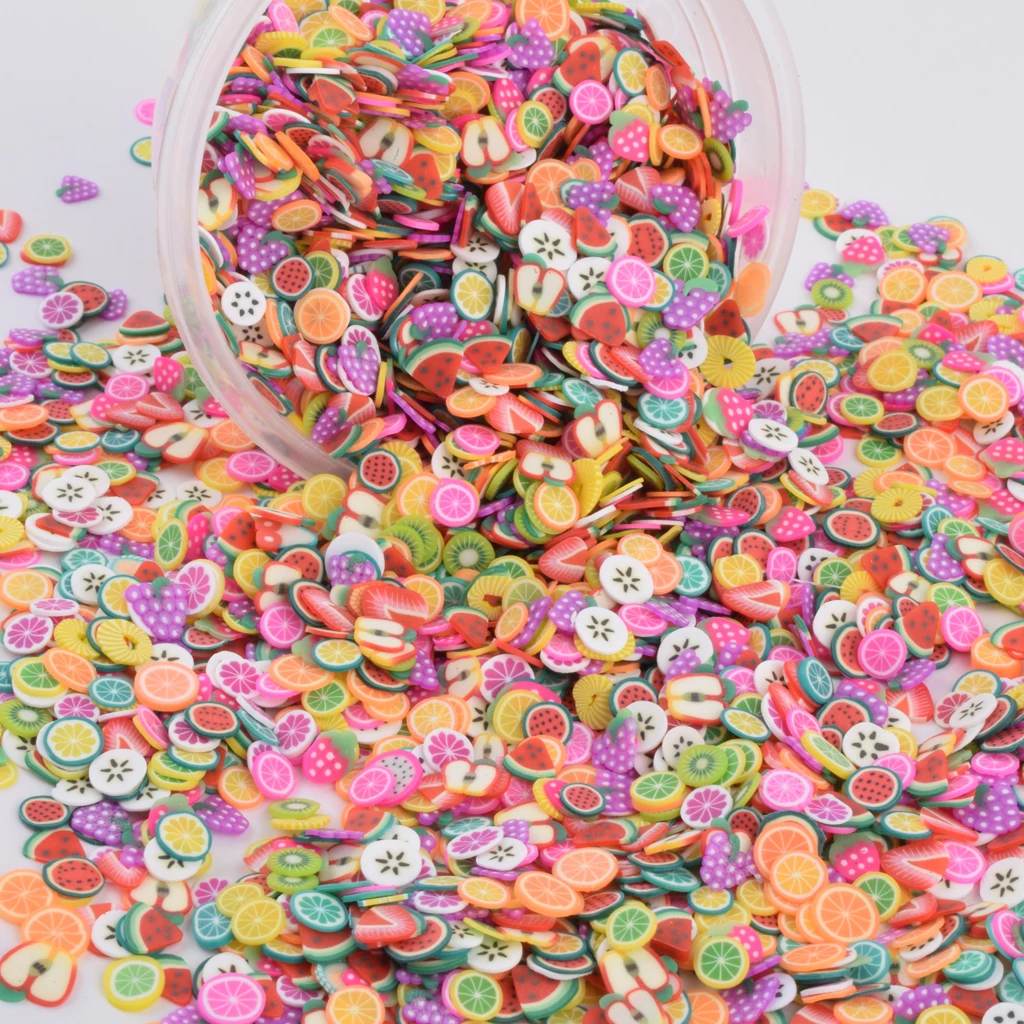 1000 шт фруктовые ломтики Fimo амулеты для детей Lizun DIY принадлежности полимерная прозрачная глина посыпает шпатлевка дизайн ногтей ремесло обучающие игрушки