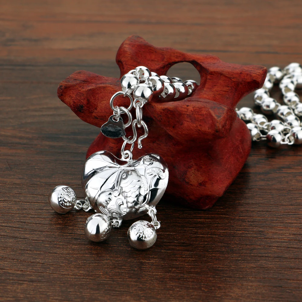 925 стерлингового серебра женское ожерелье в китайском стиле подвеска форме рыбы