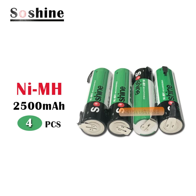 4 шт. аккумуляторная батарея Soshine AA NiMH 2500 мАч 1 2 В с точечной сваркой | Электроника