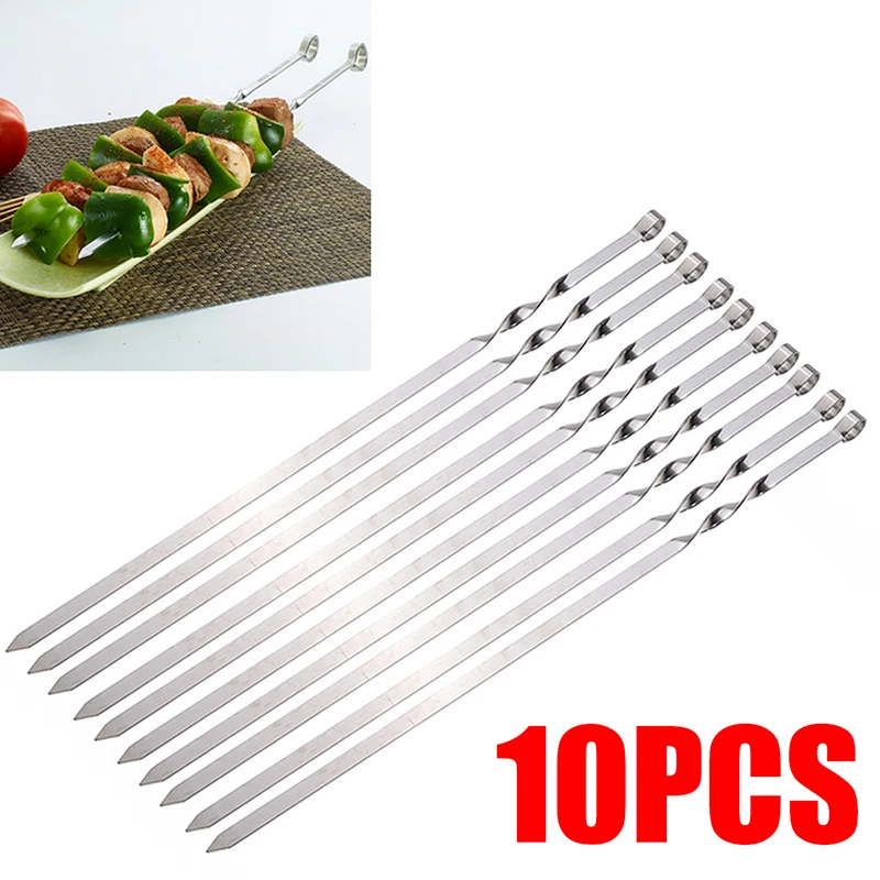 10 шт 50 см из нержавеющей стали длинный барбекю кебаб пищевые шампуры для мяса Кемпинг-гриль на открытом воздухе барбекю инструменты