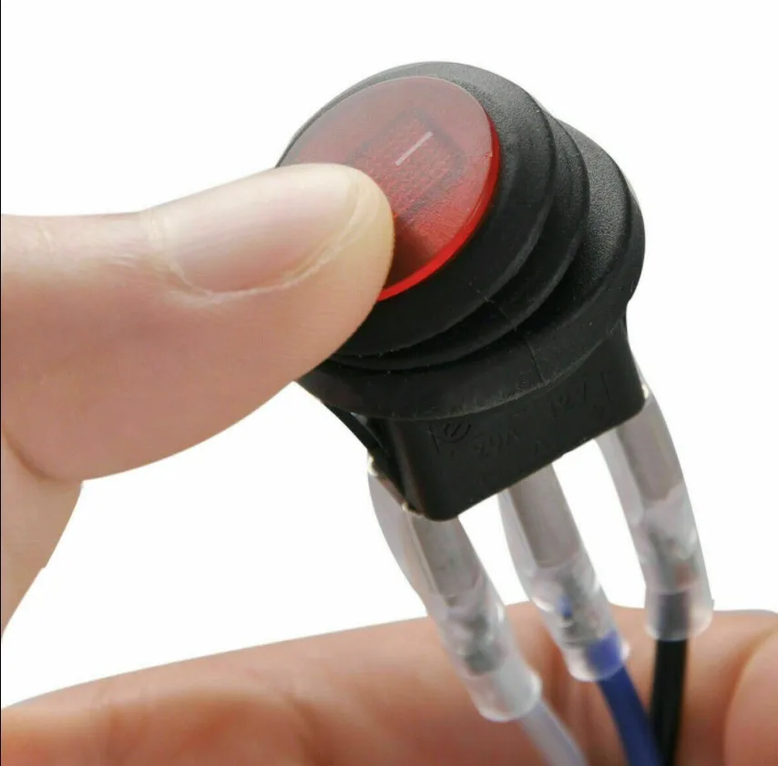 3 шт./набор ВКЛ/ВЫКЛ 12V 20A круглый переключатель лодочный с водонепроницаемым красным светодиодным подсветкой илюминесцентные переключатели на.