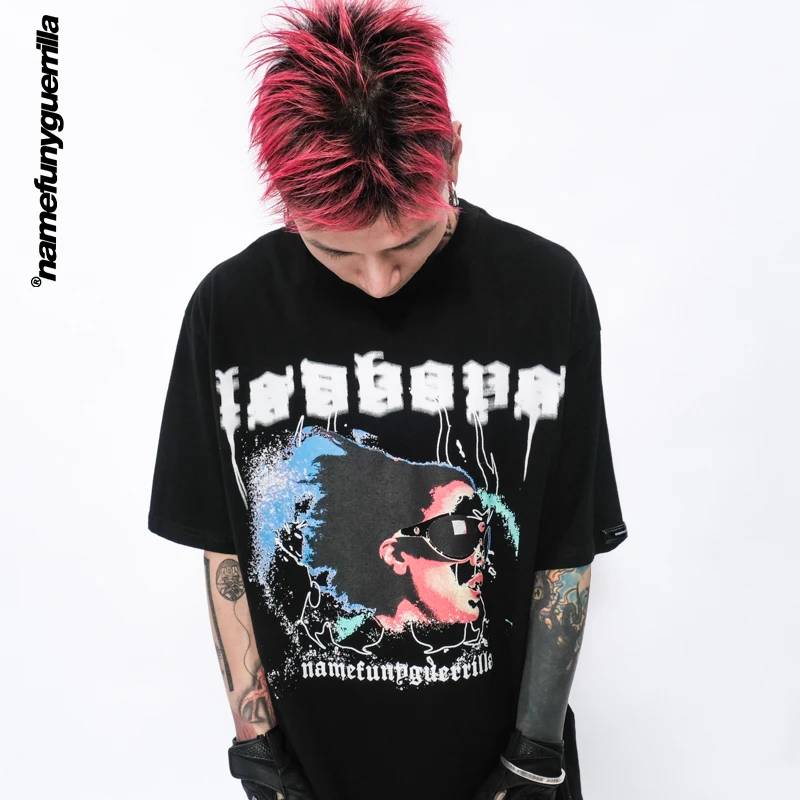 

Namefunyguerrilla HIP HOP harajuku graphic t shirts new arrival 2021 retro t shirt summer Cotton baggy Tees LSD63