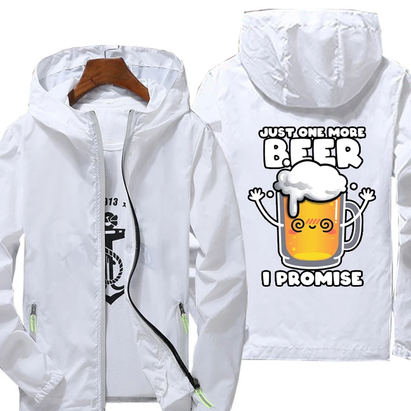 

Men hooded windbreaker coat Beer Print ​spring and autumn sunscreen slim casual coat fashion jacket running sports