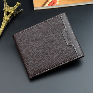 PU Men's Wallet Retro Leather Men's Short Wallet Horizontal Multi-Card Wallet Luxury Wallet Fashion Pure Color Wallet