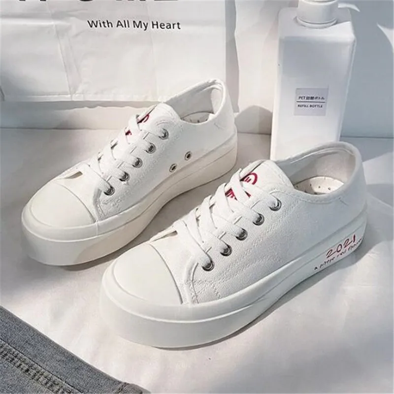 

Thick-soled breathable womens shoes spring summer new casual women's canvas shoes fashion round toe women platform sneakers