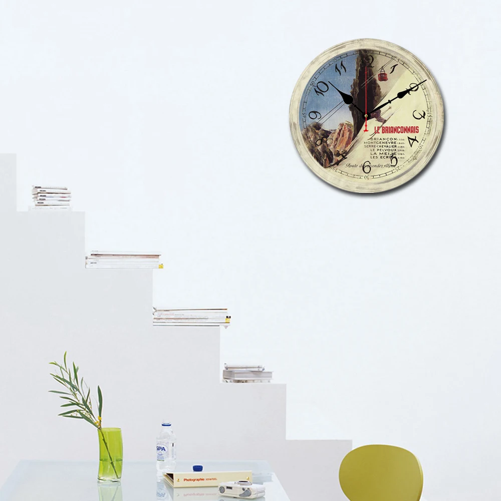 Vintage Farmhouse Man Downhill Alpine Slalom Skier Snow Skiing Wall Clock Creative Mordern 16 Inch Large Silent Kitchen | Дом и сад