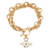 ornapeadia fashion ol multilayer chain love angel pendant bracelet for women metal multilayer ot buckle ring jewelry bracelet