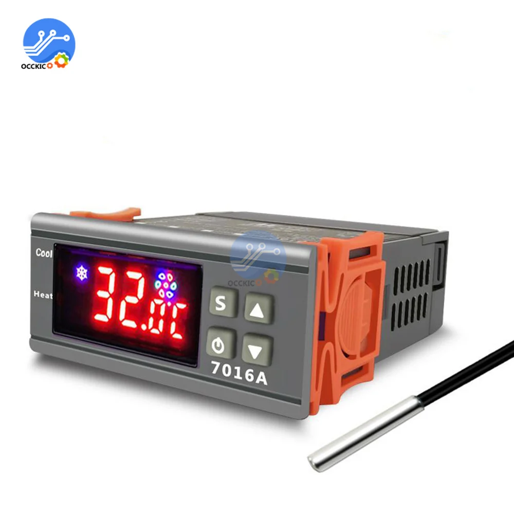 

7016A Digital Temperature Controller Switch Controller 30A High-Power Temp Control Thermostat Heating Cooling NTC Sensor