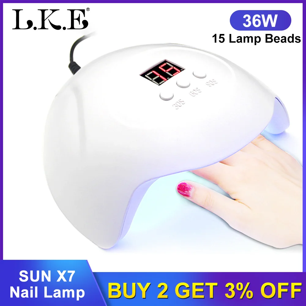 Лампа для ногтей LKE 48 Вт отверждения всех гель лаков УФ светодиодная лампа с