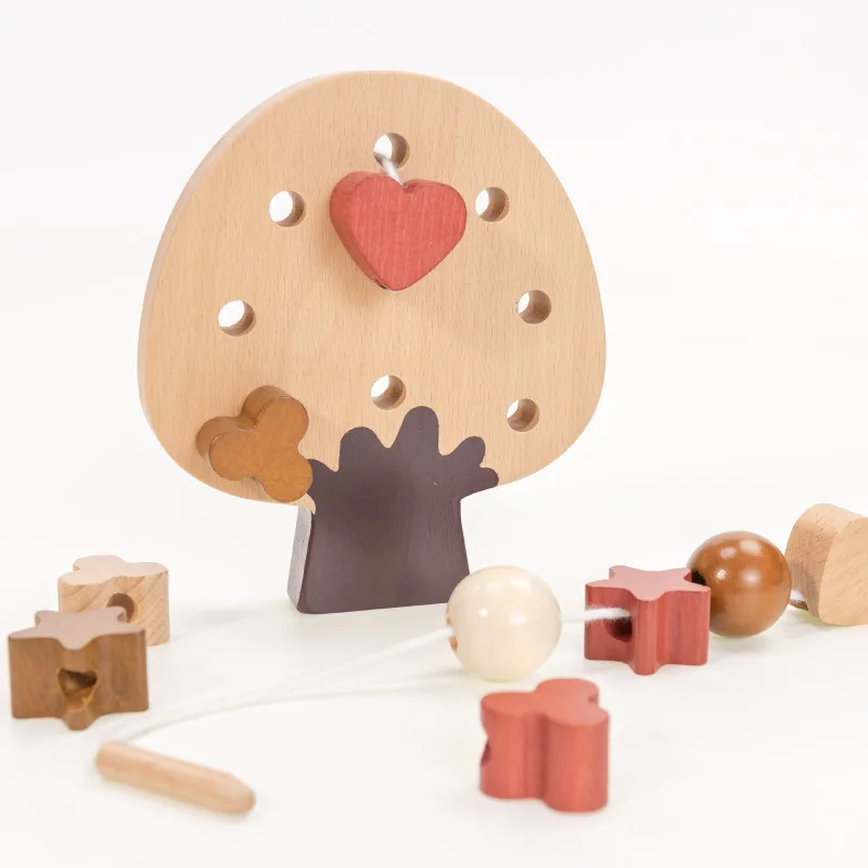 Деревянные бусины детские игрушки деревянные блоки геометрические формы познавательные Монтессори