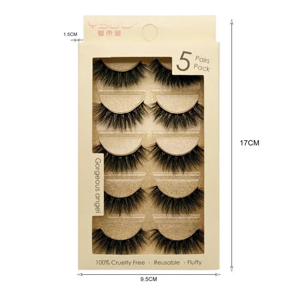 

5 Pairs Fake Eyelash Delicate Three Dimensional Slender Handmade Mink Hair Eye Lash for Women
