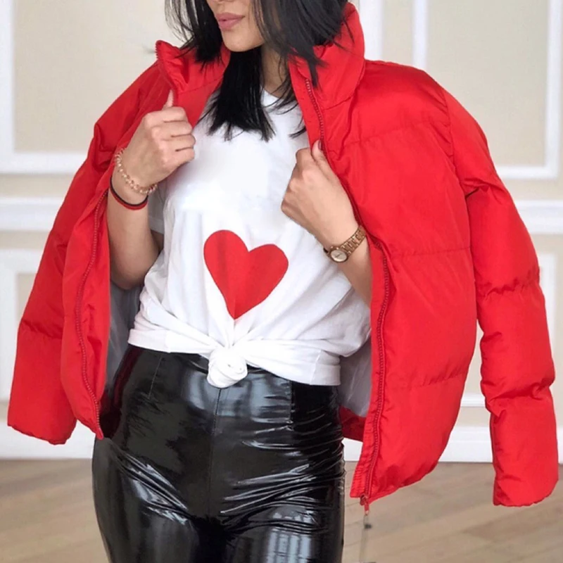 LOOZYKIT Fashion Bubble Parkas Coat Solid Standard Collar Oversized Short Jacket Winter Autumn Female Puffer Mujer| |