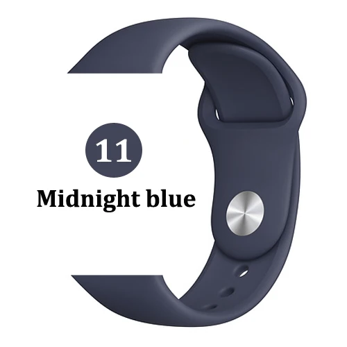 11-Midnight blue Ремешок для apple watch band 4 3 correa iwatch band 42 мм/38 мм 44 мм/40 мм 2 спортивный силиконовый браслет pulseira apple watch аксессуары - Цвет ремешка: 11-Midnight blue