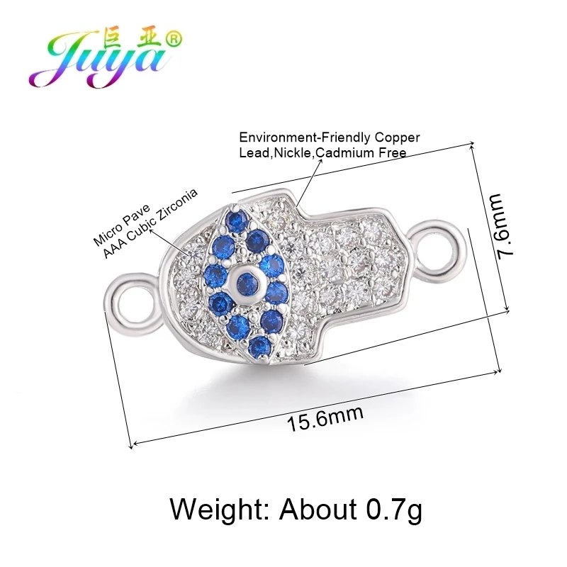 White Gold Juya DIY Браслеты Аксессуары микро проложить циркон золото/серебро Хамса Фатима Шарм Разъемы для Needlwork ювелирных изделий - Цвет: White Gold