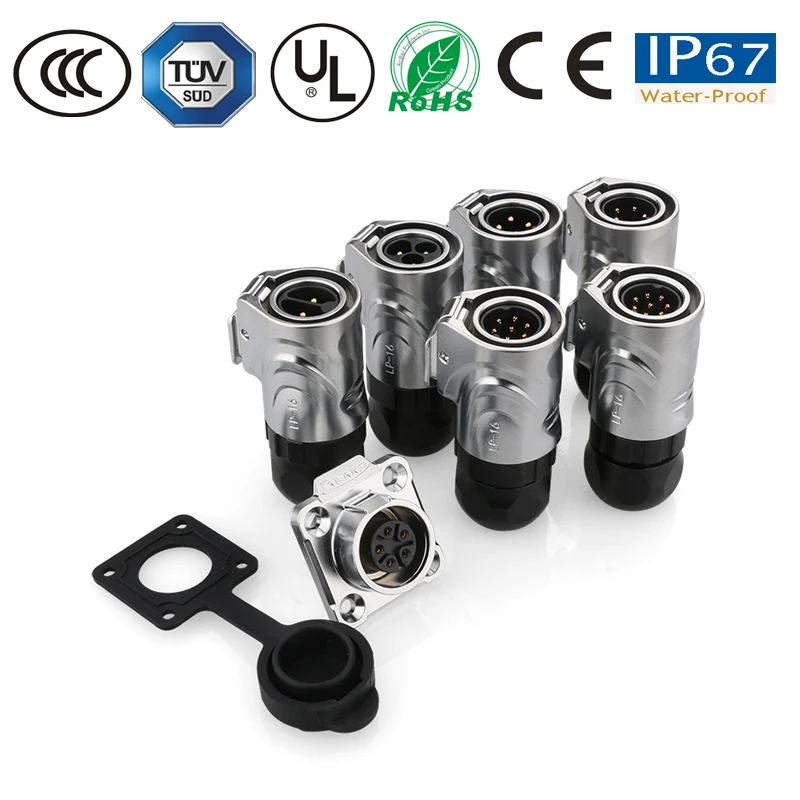 Металлический водонепроницаемый разъем M16 штекер и гнездо 2/3/4/5/7/8 Pin монтажная