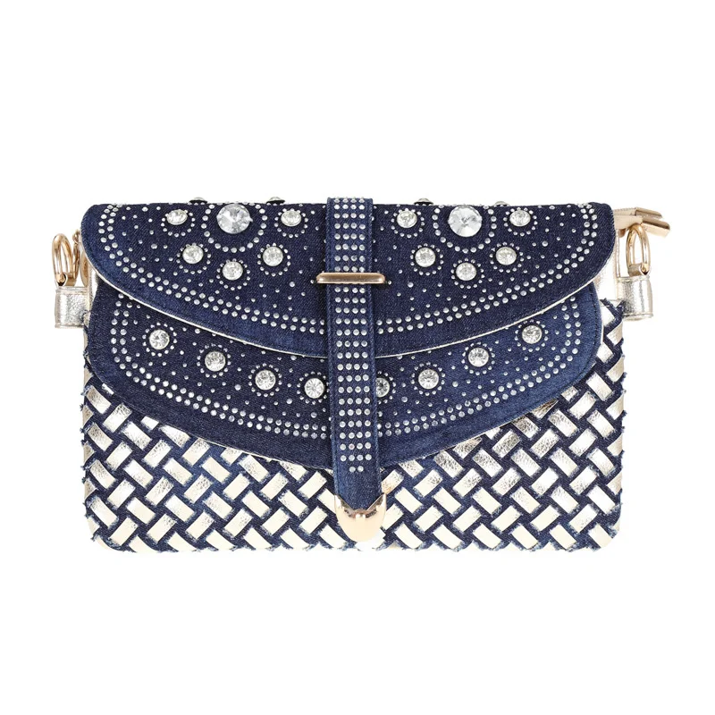 

2021 new women's bag woven denim bag Single Shoulder Messenger Bag chain bag