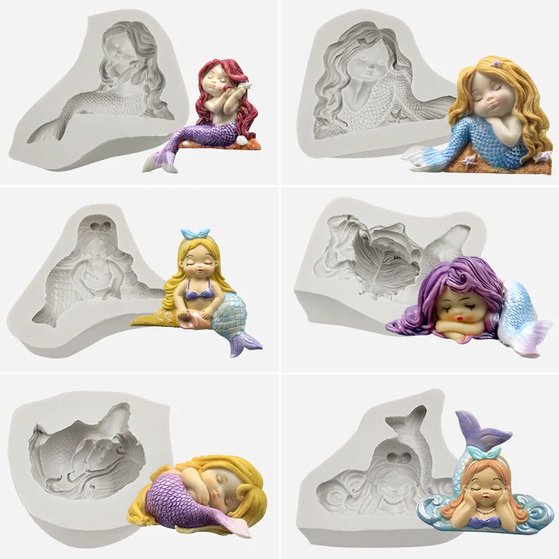 

Русалки Fondant (сахарная) торт силиконовые формы DIY аксессуары для украшения торта форма для мыла Выпечка инструменты шоколадная форма формы и...