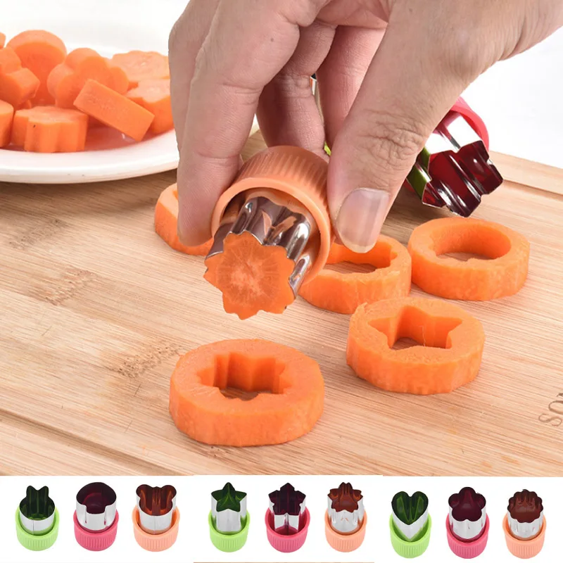 

Star Heart Shape Vegetables Cutter Plastic Handle 3Pcs Portable Cook Tools Stainless Steel Fruit Cutting Die Kitchen Gadgets
