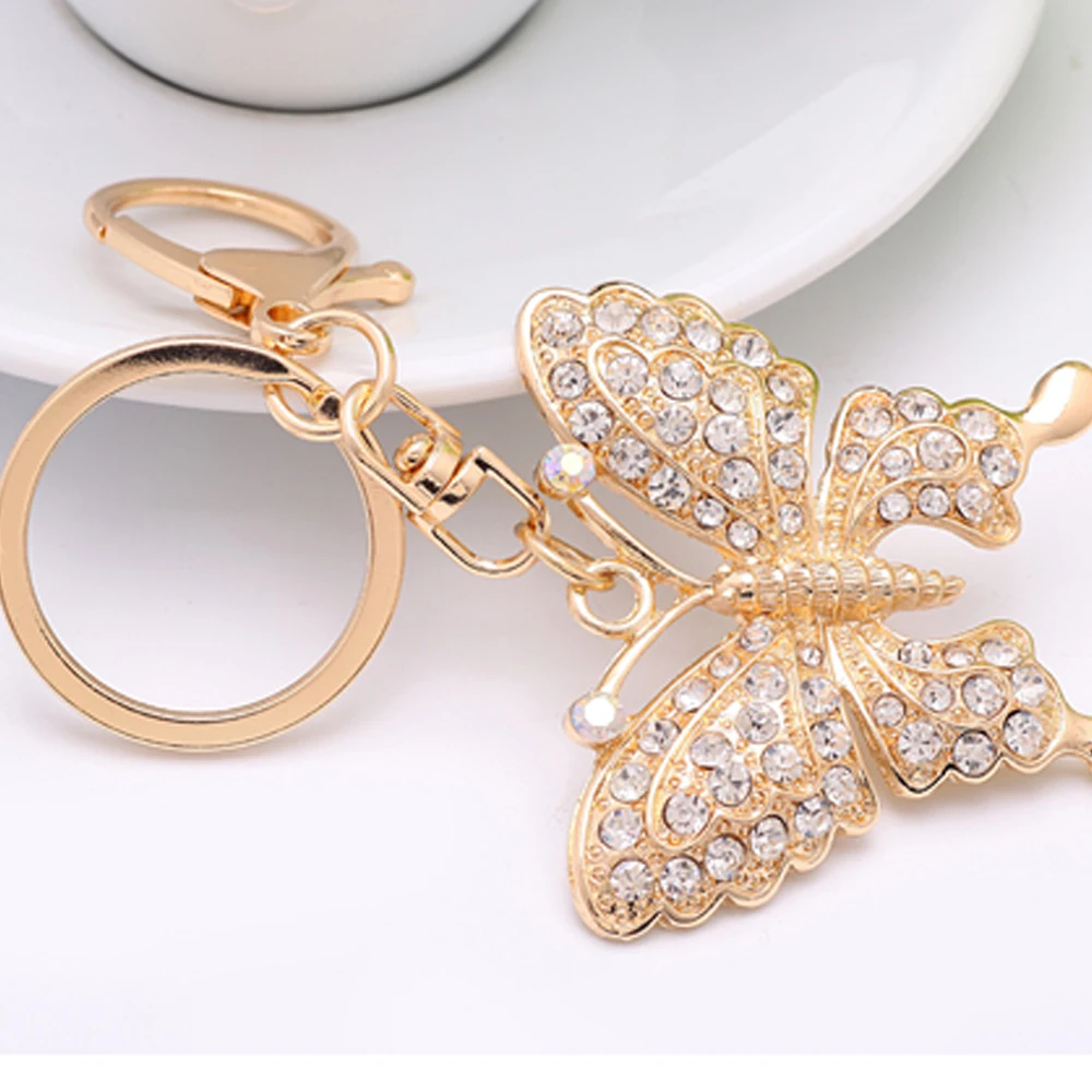1 шт. высокое качество стразы Бабочка ювелирный брелок женский кольцо