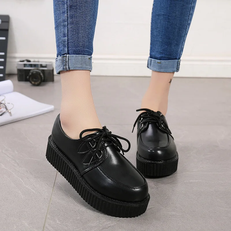 

Creepers casual shoes woman plus size sneakers women shoes ladies platform shoes 2020 Lace-up Women Flats Female shoes loafers