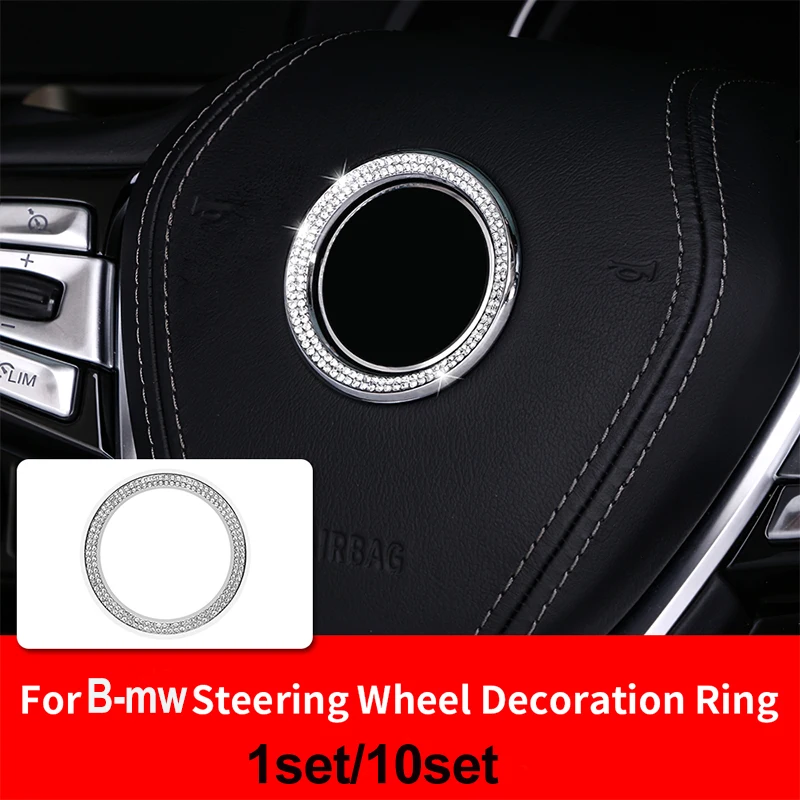 

45mm Car Steering Wheel Ring Stickers for E92 E93 F02 E63 E64 E65 E86 E89 E85 Circle Ring Diamond Rhinestone Decal Accessories