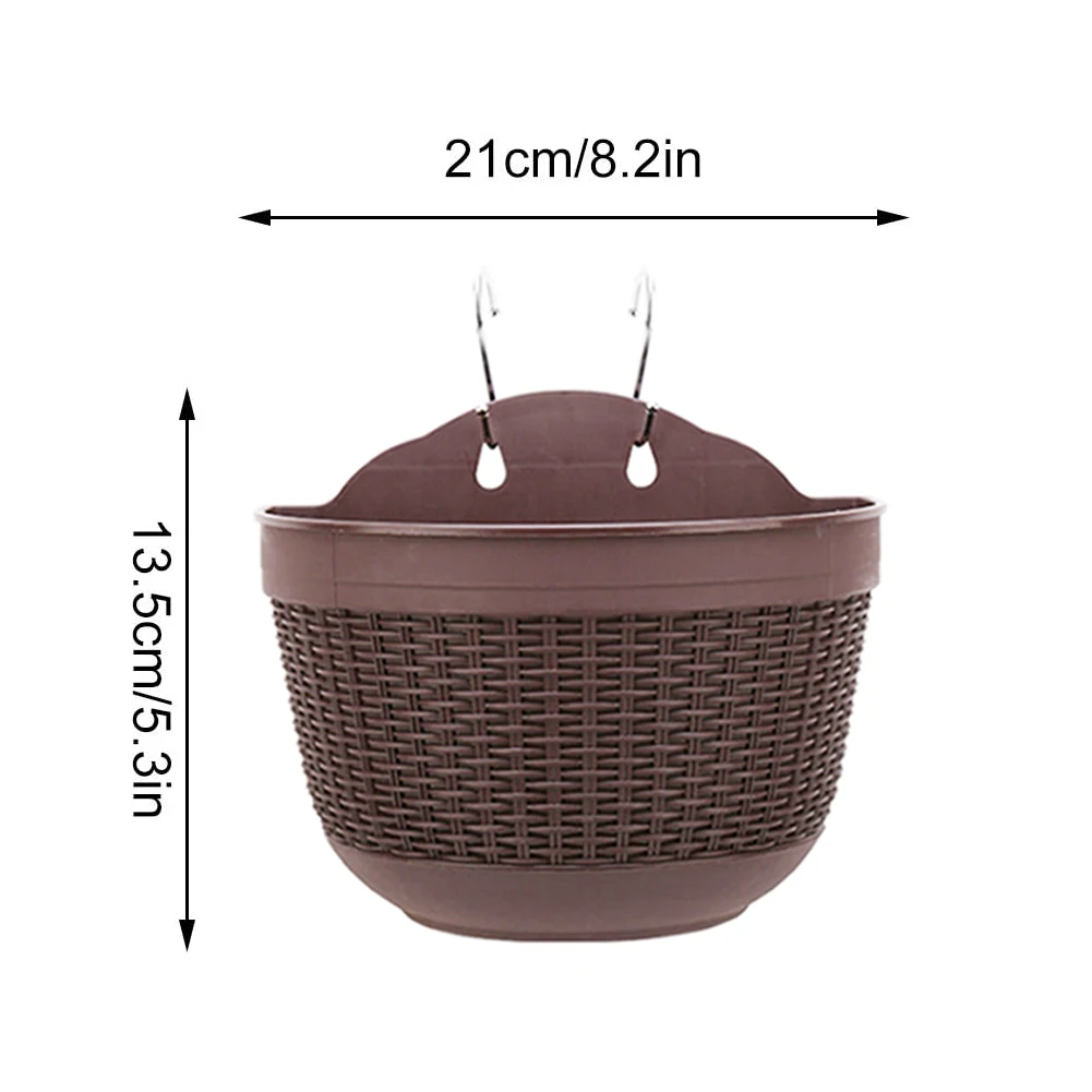 

2PCS Environment-Friendly Wall-Mounted Flower Pot Imitation Rattan Weaving Semi Circular Hanging Flowerpot For Balcony Garden