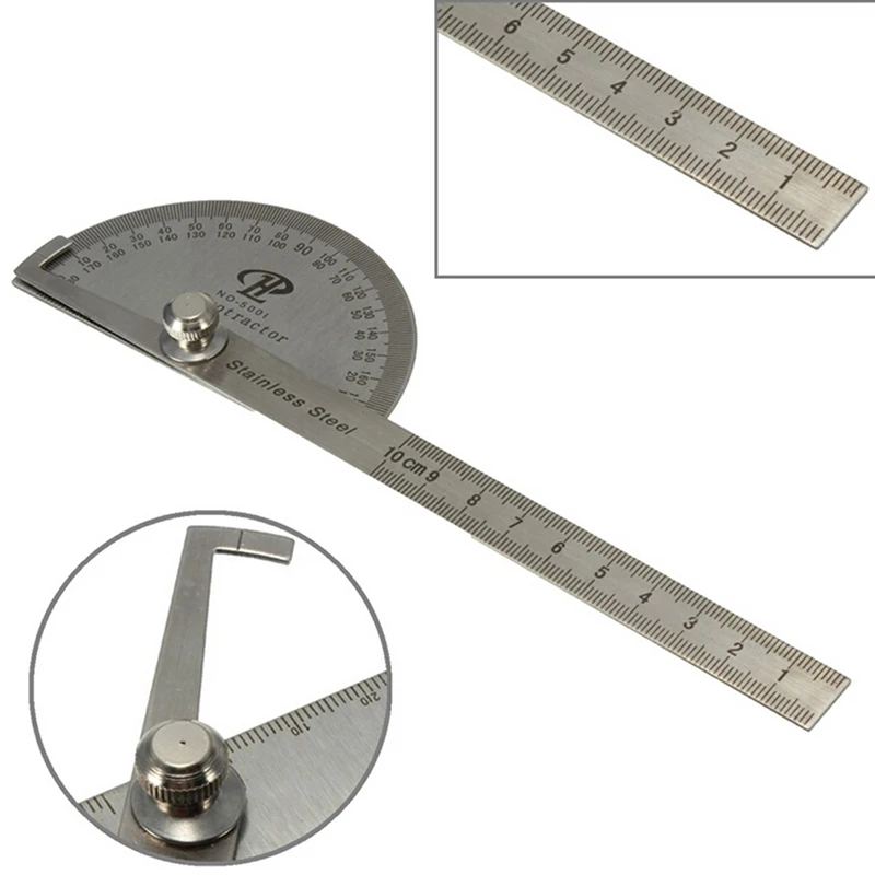 

100mm Stainless 0-180 Degree Steel Protractor Angle Finder Arm Rule Measure Tool